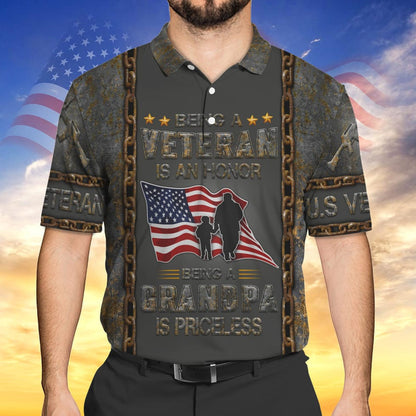 Being A Veteran Is A Honor 3D Hoodie, Being A Grandpa Is Priceless, Us Veteran Dad Shirt, Gift For Veteran Dad TO2744