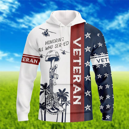 Honoring All Who Served Veteran Hawaiian Shirt, 3D Hoodie Veteran Pattern, Patriotic Veteran Gifts TO2751