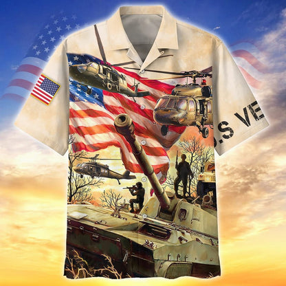 3D All Over Print Hawaiian Shirt Us Veteran Pattern, Gift For Veteran Dad, American Veteran Zip Up Hoodie Pull Over TO2760