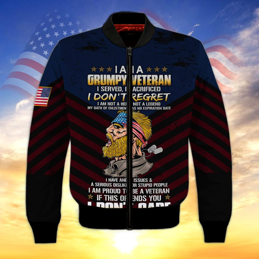 I Am A Grumpy Veteran 3D Print Shirt Men Women, Proud To Be Veteran Clothing, Veteran Gift TO2739