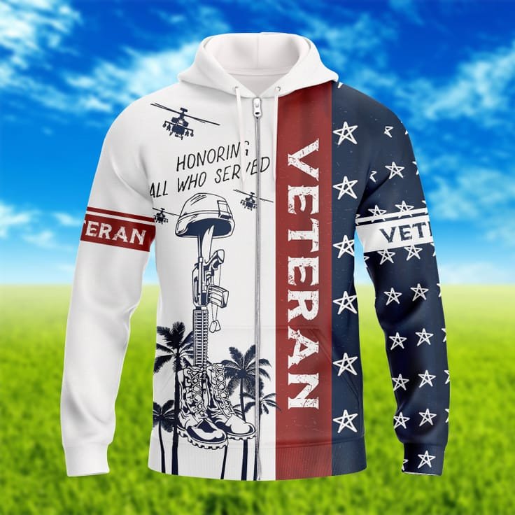 Honoring All Who Served Veteran Hawaiian Shirt, 3D Hoodie Veteran Pattern, Patriotic Veteran Gifts TO2751