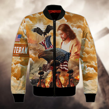 3D Print Veteran Honor Shirt, Jesus American Eagle Veteran Hoodie, Gift For A Veteran TO2780