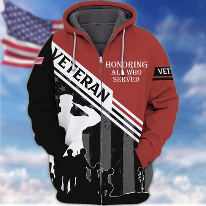 Honoring All Who Served 3D Veteran Shirt For Him, American Veteran Gift, Veteran Clothing TO2738