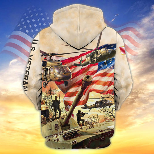 3D All Over Print Hawaiian Shirt Us Veteran Pattern, Gift For Veteran Dad, American Veteran Zip Up Hoodie Pull Over TO2760