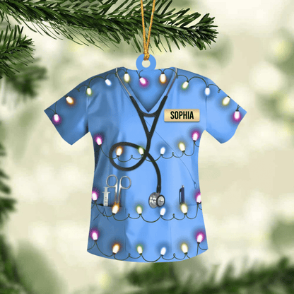 Personalized Nurse Christmas Ornament, Led Light Colorful Nurse Uniform Ornament for Her SO1223