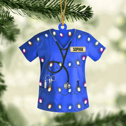 Personalized Nurse Christmas Ornament, Led Light Colorful Nurse Uniform Ornament for Her SO1223