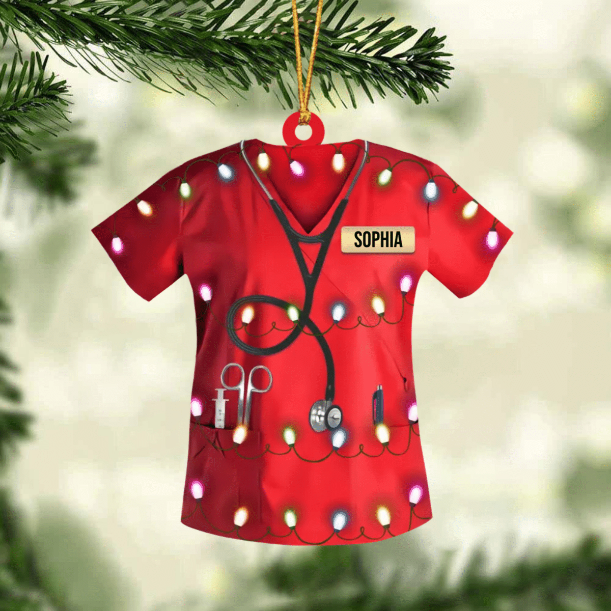 Personalized Nurse Christmas Ornament, Led Light Colorful Nurse Uniform Ornament for Her SO1223