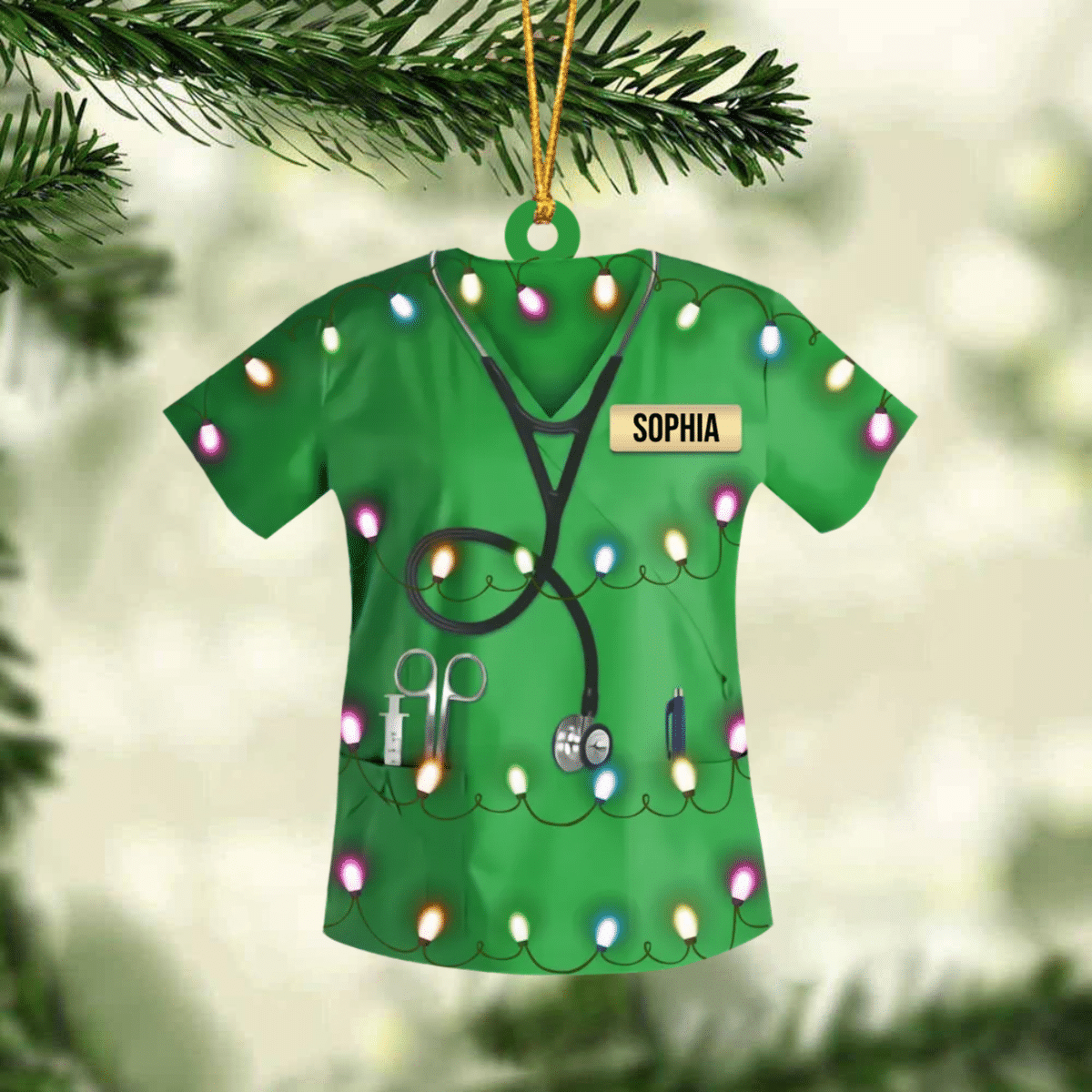 Personalized Nurse Christmas Ornament, Led Light Colorful Nurse Uniform Ornament for Her SO1223