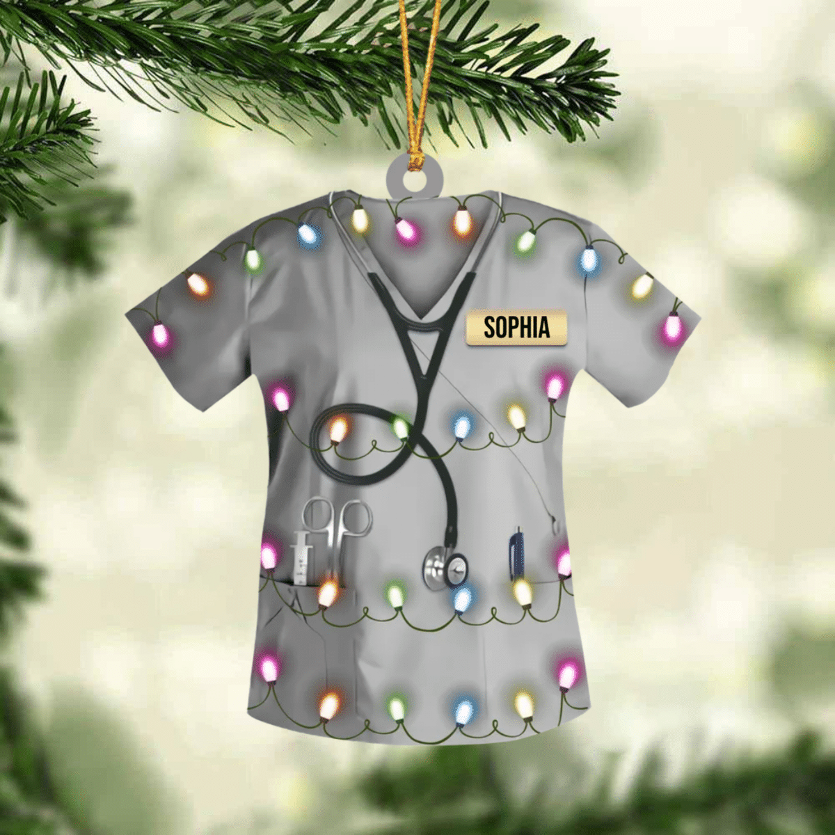 Personalized Nurse Christmas Ornament, Led Light Colorful Nurse Uniform Ornament for Her SO1223