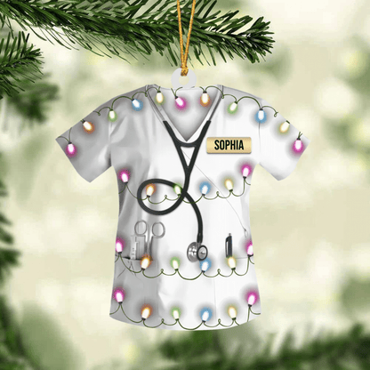 Personalized Nurse Christmas Ornament, Led Light Colorful Nurse Uniform Ornament for Her SO1223