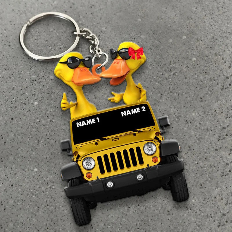 Duck Off-Road Car Happy Moment - Personalized Flat Keychain - Gift For Off-Road Car Lovers KO0002