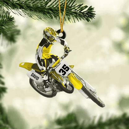 Personalized Motocross Dirt Bike Christmas Ornament, Custom Name and Number Motocross Ornament OO1951