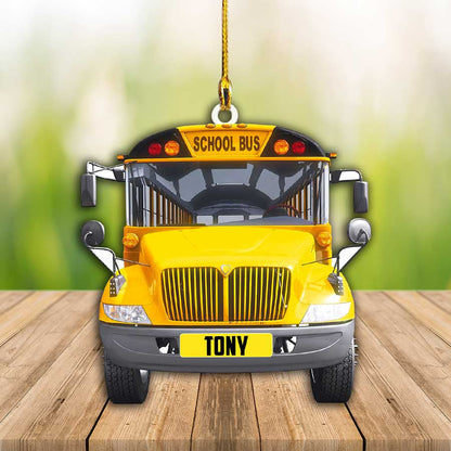 Personalized School Bus Ornament, Custom Name Flat Acrylic Ornament for Bus Driver OO3718