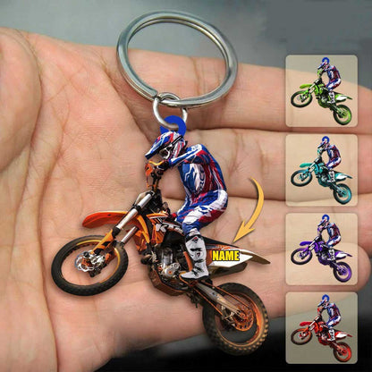 Personalized Motorbike Racing Flat Acrylic Keychain, Custom Motorbike Keychain for Motorcycle Lover KO0181