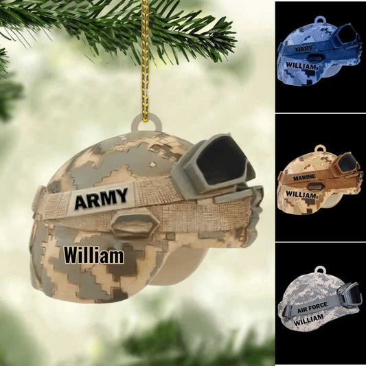 Military Helmet Personalized Cut Ornament Gift For Veteran, Christmas Ornament for Dad Veteran's Day OO4359