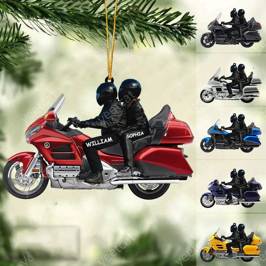 2024 New Release Personalized Biker Couple Gold Wing Motorcycle Ornament OO1379