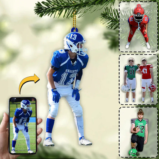 Custom Photo Football Player Christmas Ornament Gift for Son Football Season Ornament SO1304