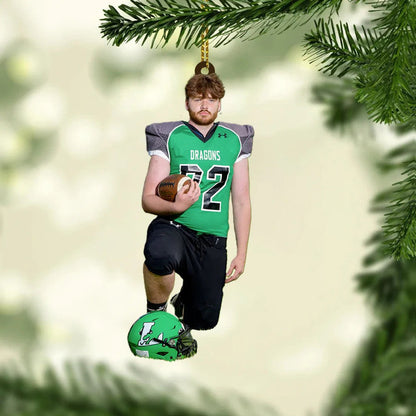 Custom Photo Football Player Christmas Ornament Gift for Son Football Season Ornament SO1304