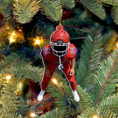 Custom Photo Football Player Christmas Ornament Gift for Son Football Season Ornament SO1304