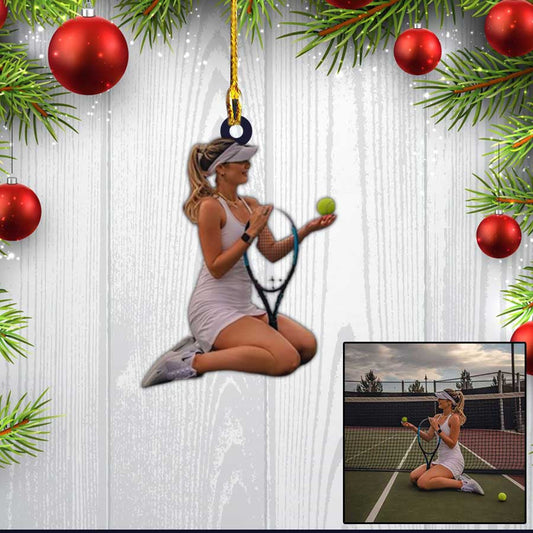 Custom Photo Tennis Girl Christmas Ornament, Tennis Man Flat Acrylic Ornament for Him OO4342