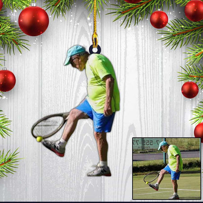 Custom Photo Tennis Girl Christmas Ornament, Tennis Man Flat Acrylic Ornament for Him OO4342