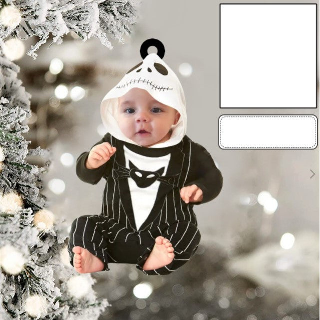 Custom Photo Funny Baby's Face Firefighter Christmas Ornament for New baby First Christmas OO0005