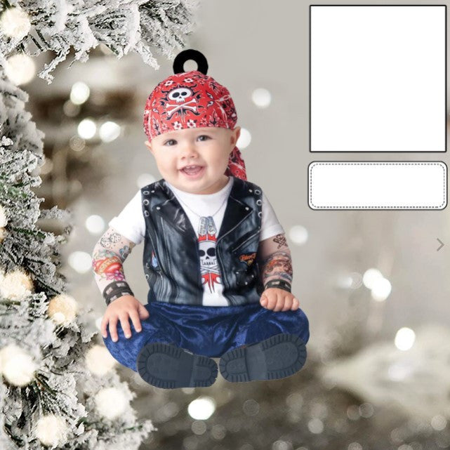 Custom Photo Funny Baby's Face Police Christmas Ornament for New baby First Christmas OO0007