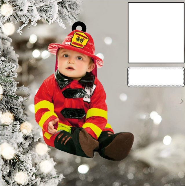 Custom Photo Funny Baby's Face Police Christmas Ornament for New baby First Christmas OO0007