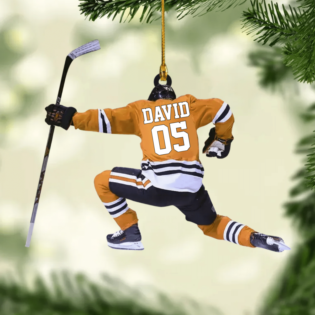 Personalized Hockey Christmas Ornament, Custom Name and Number for Hockey Players, Gift for Son OO4326