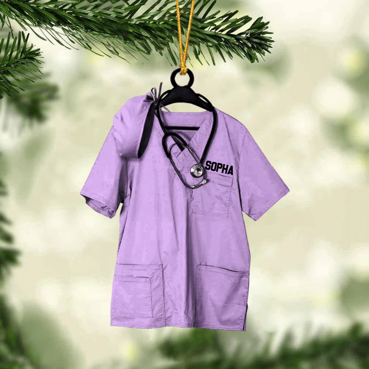 Personalized Nurse Scrub Hanging Christmas Ornament for Nurse, Gift for Mom, Nurse Women OO4249