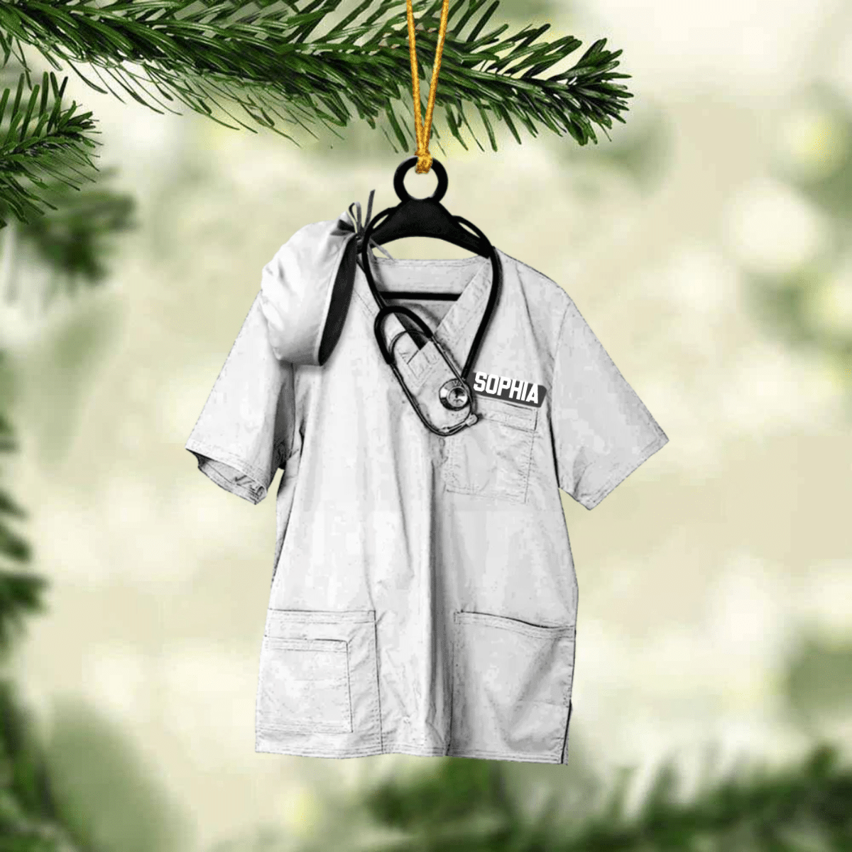 Personalized Nurse Scrub Hanging Christmas Ornament for Nurse, Gift for Mom, Nurse Women OO4249