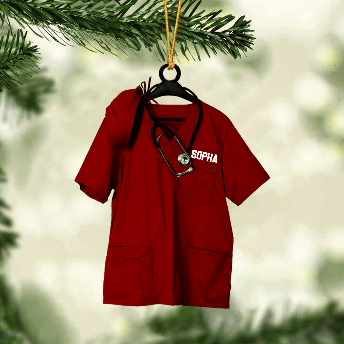 Personalized Nurse Scrub Hanging Christmas Ornament for Nurse, Gift for Mom, Nurse Women OO4249