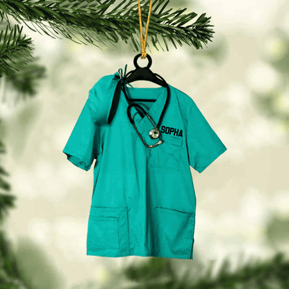 Personalized Nurse Scrub Hanging Christmas Ornament for Nurse, Gift for Mom, Nurse Women OO4249