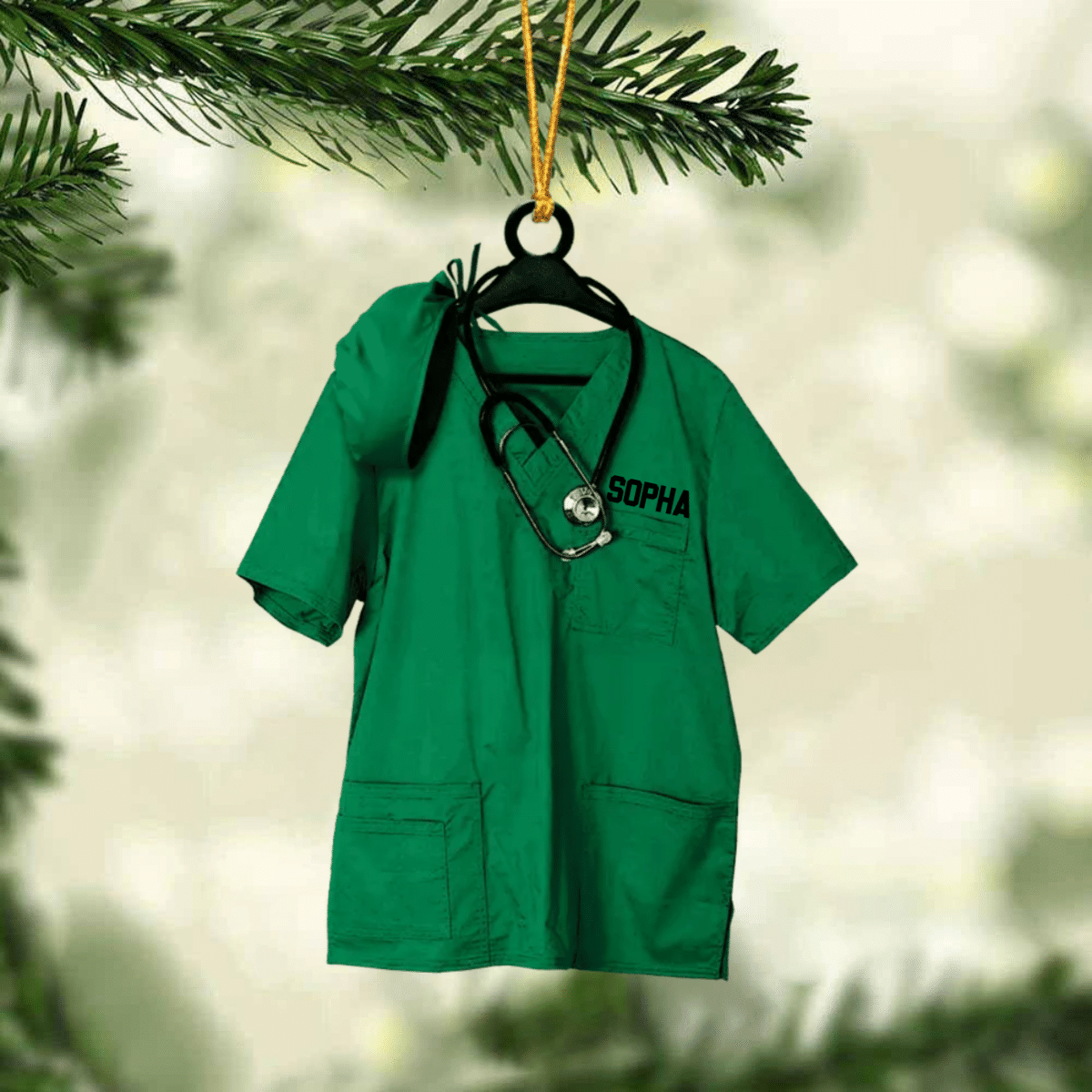 Personalized Nurse Scrub Hanging Christmas Ornament for Nurse, Gift for Mom, Nurse Women OO4249