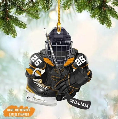 Personalized Ice Hockey Equipment Christmas Tree Ornament Custom Colorful Uniform Hockey OO4242