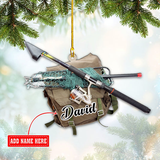 Personalized Fishing Bag Christmas Ornaments, Tool Fishing Ornament, Gift for Fishing Lover OO1740