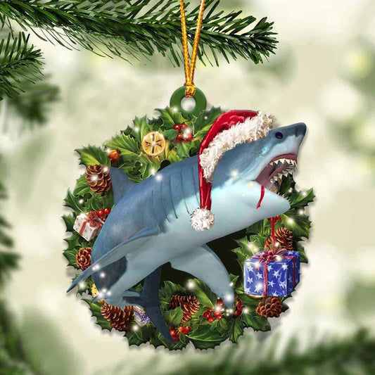 Shark and Christmas Wreath Ornament gift for Shark lover ornament OO3980