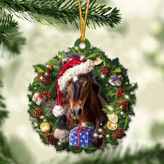 Horse and Christmas Wreath Ornament gift for Horse lover ornament OO3969