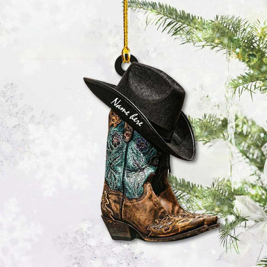 Personalized Cowgirl Boots And Hat Acrylic Ornament for Cowgirl OO3631