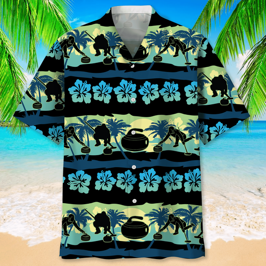 Curling Hawaiian Nature Hawaiian Shirt, 3D Printed Curling Sport Hawaii Shirt HO3717