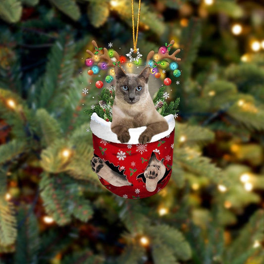 Cat Tonkinese In Snow Pocket Christmas Ornament Flat Acrylic Cat Ornaments OO3818