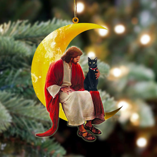 Bombay And Jesus Sitting On The Moon Hanging Acrylic Ornament for Cat Lover OO3795