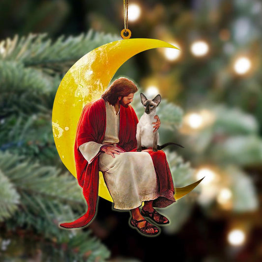 Balinese And Jesus Sitting On The Moon Hanging Acrylic Ornaments for Cat Lovers OO3788