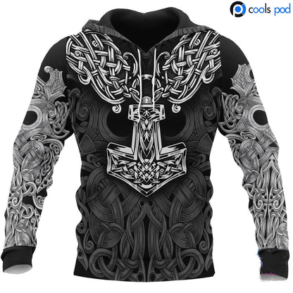 Viking Hoodie Mjolnir Odin Hoodie Black Viking Hoodies Men And Women SO0450