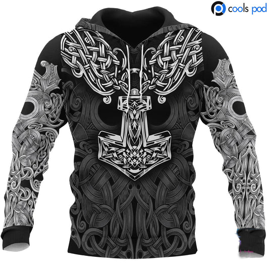 Viking Hoodie Mjolnir Odin Hoodie Black Viking Hoodies Men And Women SO0450