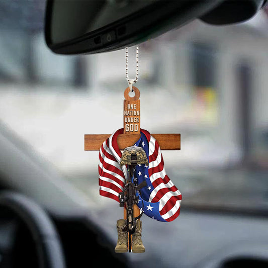 Veteran One Nation Under God Flat Car Hanging Ornament OO0132