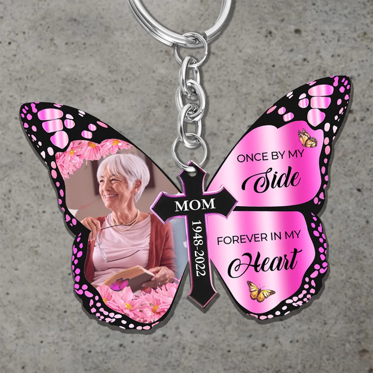 Custom Butterfly Keychain Lost Of Mom Dad Keychain In Loving Memory Gifts God Has You In His Arms Memorial Keychain KO0166