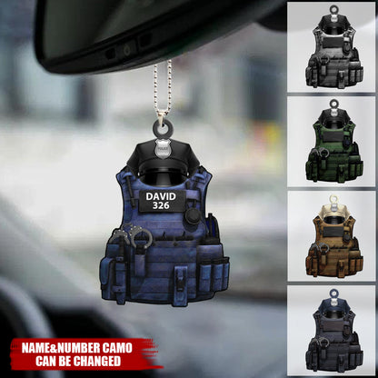 Personalized Police Car Hanging Ornament Police Bulletproof Vest With Service Cap Ornament OO0079