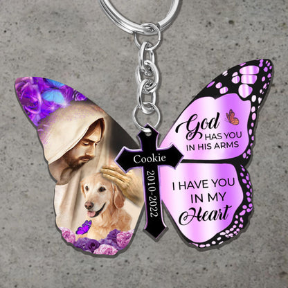 God Has You In His Arms Personalized Butterfly Keychain KO0227