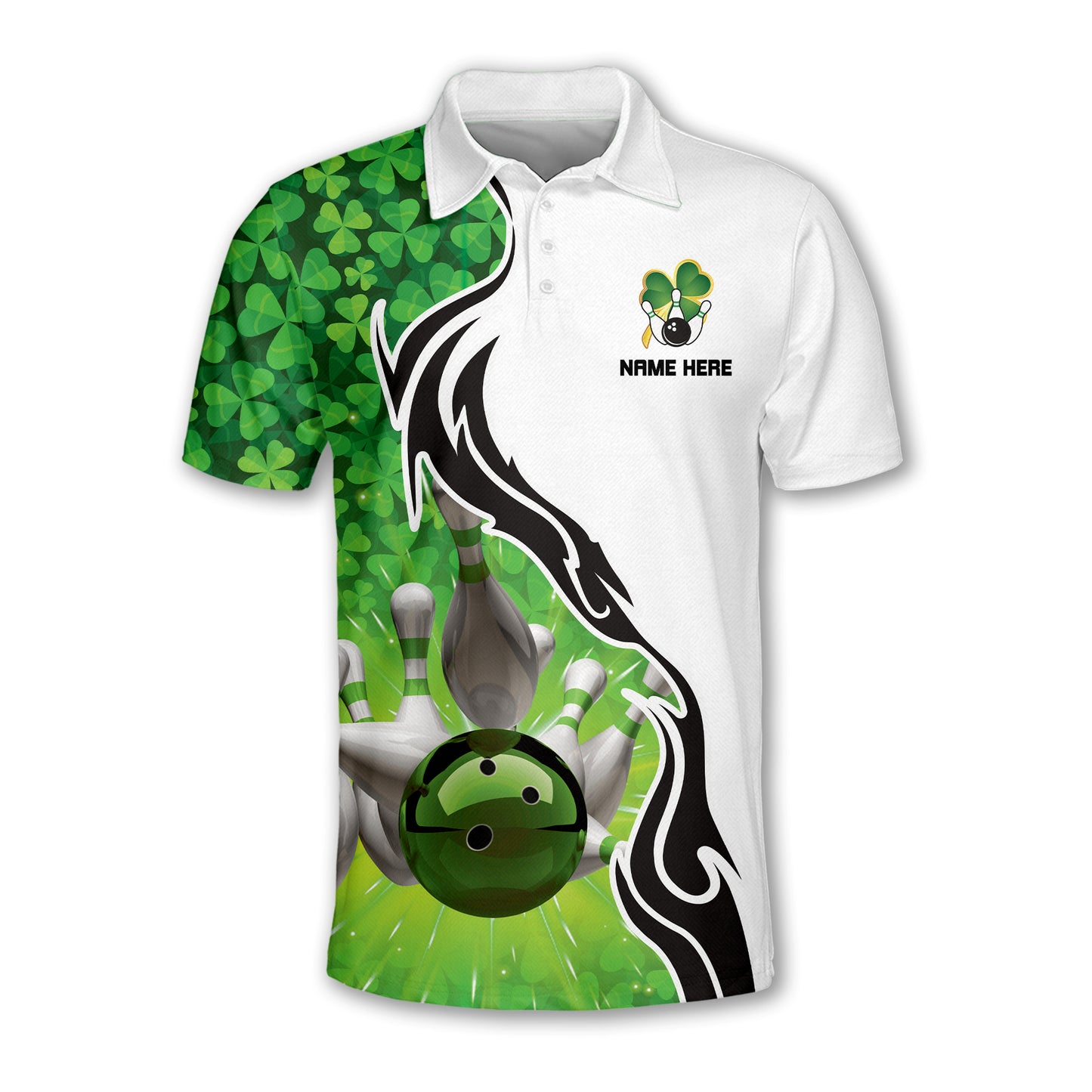 Custom St Patrick's Day Bowling Polo Shirts For Men, Custom Team Irish Bowling Shirt BM0307